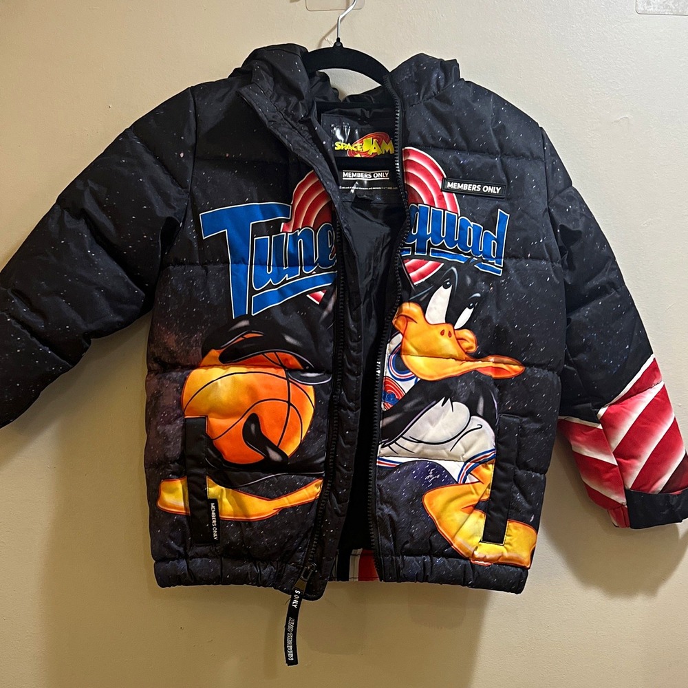 Members Only Space Jam Tune Squad Boys Puffer Jacket Size 5 Hooded Full Zip